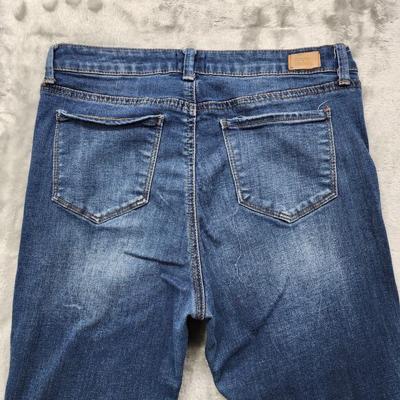 Simple Society Jeans Womens 5/27 Blue Distressed Ripped Mid Rise Skinny Stretch - Picture 4 of 15